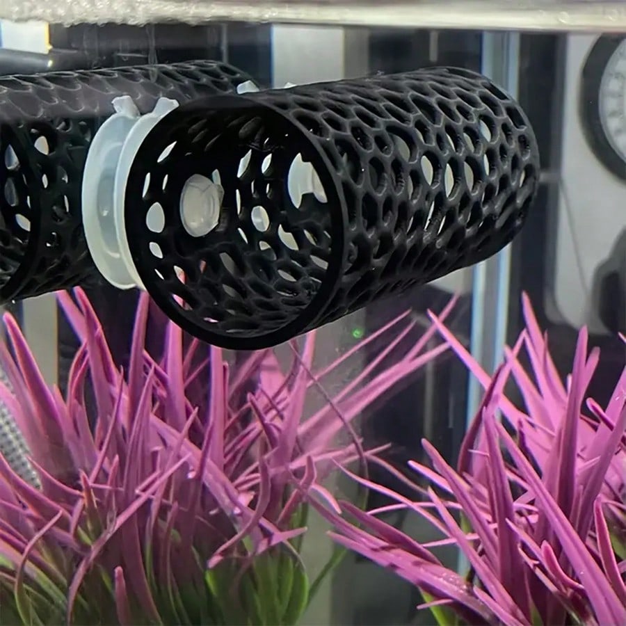 Aquasoil Substrate - Aquarium-Fischversteck, schwarzes Hohlrohr mit Saugnapf für